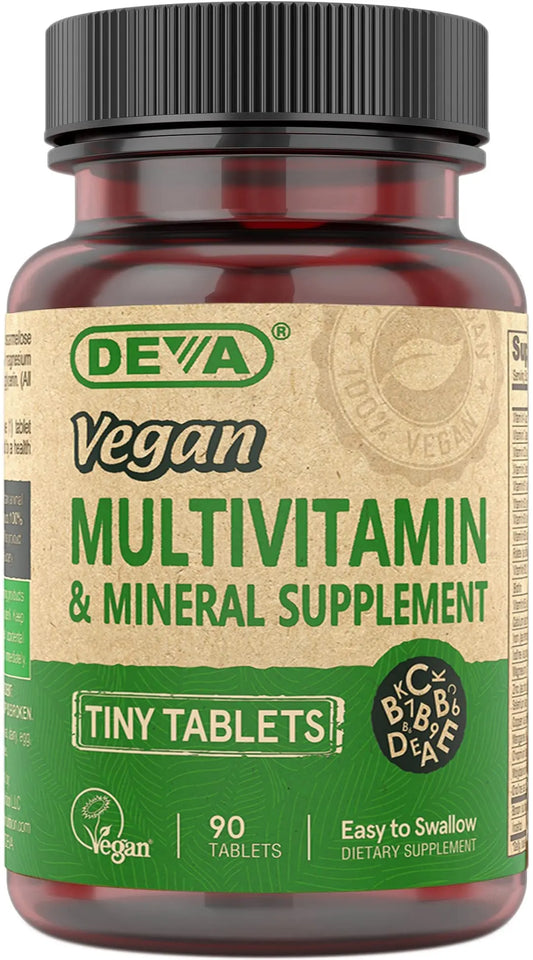 DEVA Vegan Multivitamin for Women & Men with Iron, Vitamin C, E, B Complex Vitamins, Zinc, 90 Tiny Tablets DEVAAU supplements