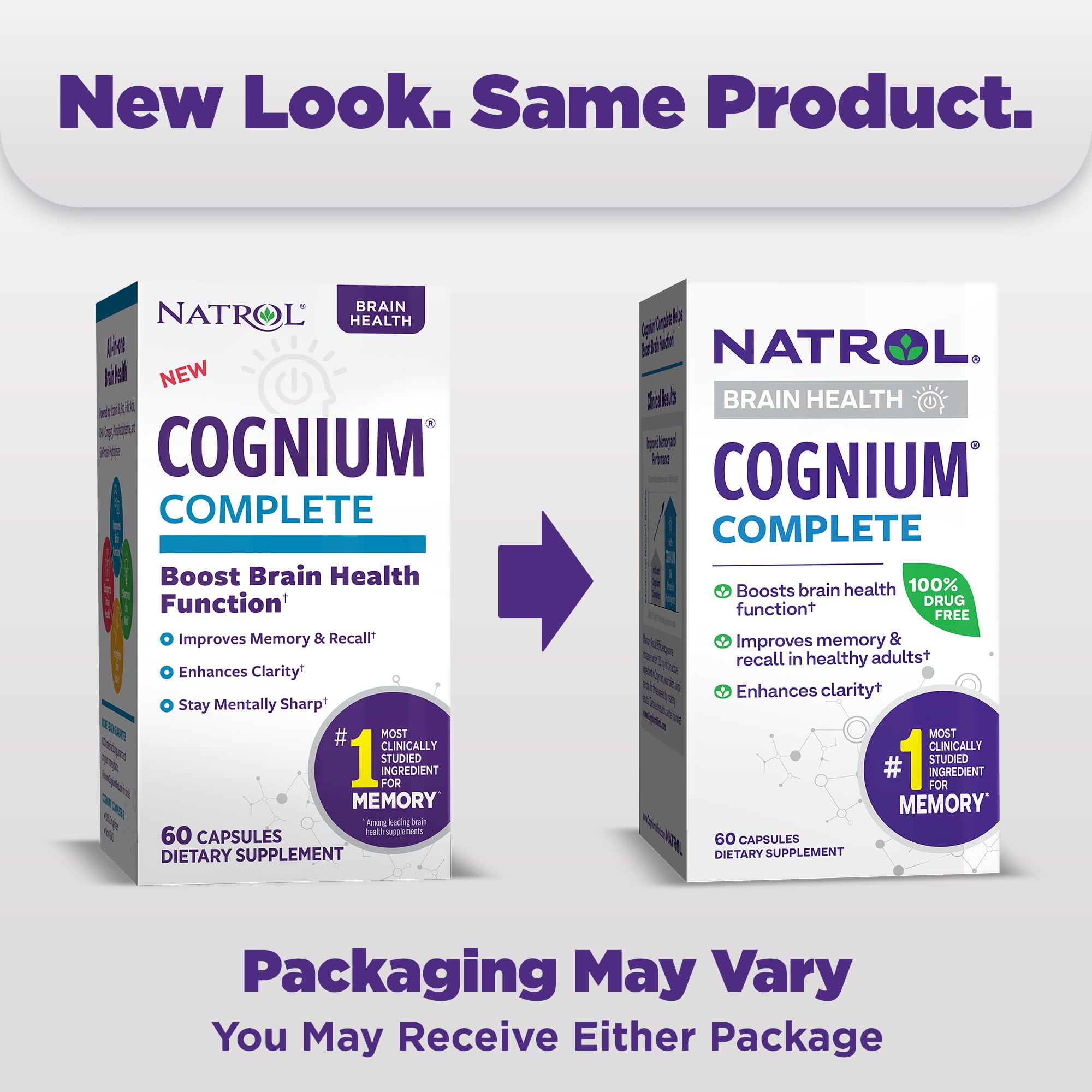 Natrol Cognium Complete, Dietary Supplement for Brain Health, Brain Health Supplements for Adults, 60 Capsules, 30 Day Supply Natrol Au supplements