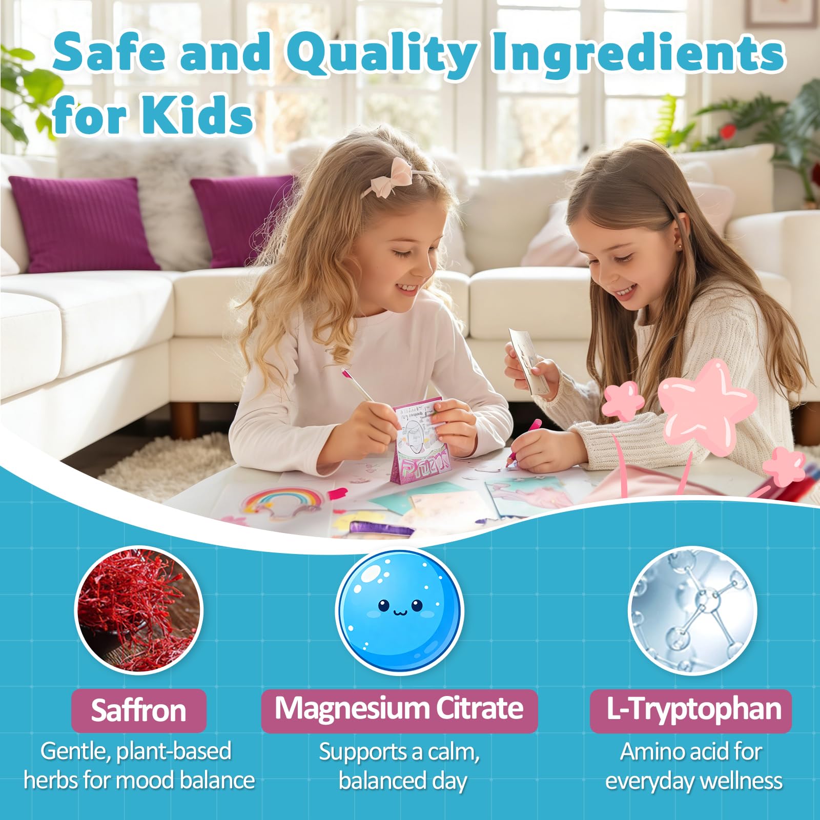 Biorizvo Saffron Drink for Kids - Saffron Exact Drink Mix with GABA, Magnesium & Vitamin D3 - Supports Mood Focus & Sleep, Calms Temper Tantrums, Fruit Punch Drink Sticks Mix for Kids 4+, Sugar-Free Biorizvo buy supplements Au
