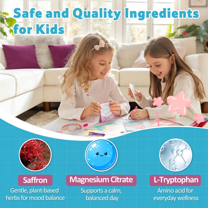 Biorizvo Saffron Drink for Kids - Saffron Exact Drink Mix with GABA, Magnesium & Vitamin D3 - Supports Mood Focus & Sleep, Calms Temper Tantrums, Fruit Punch Drink Sticks Mix for Kids 4+, Sugar-Free Biorizvo buy supplements Au