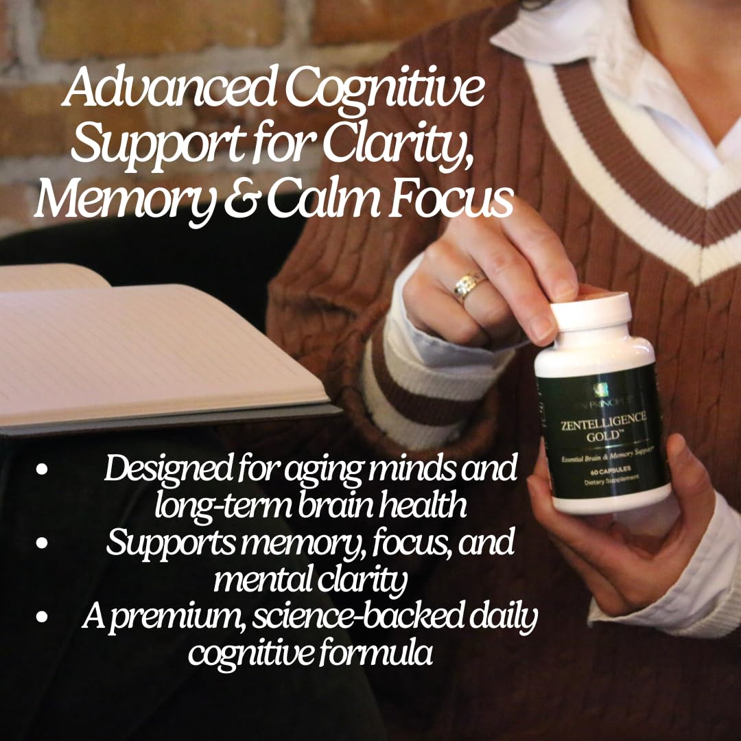 Zen Principle Zentelligence™ Gold Brain Supplement – Memory, Focus & Mental Clarity. Premium Cognitive Support for Adults 40+ with Magnesium, Vitamin D3, CoQ10, Vitamin B12 & L-Theanine. 60 Capsules Zen Principle Au supplements