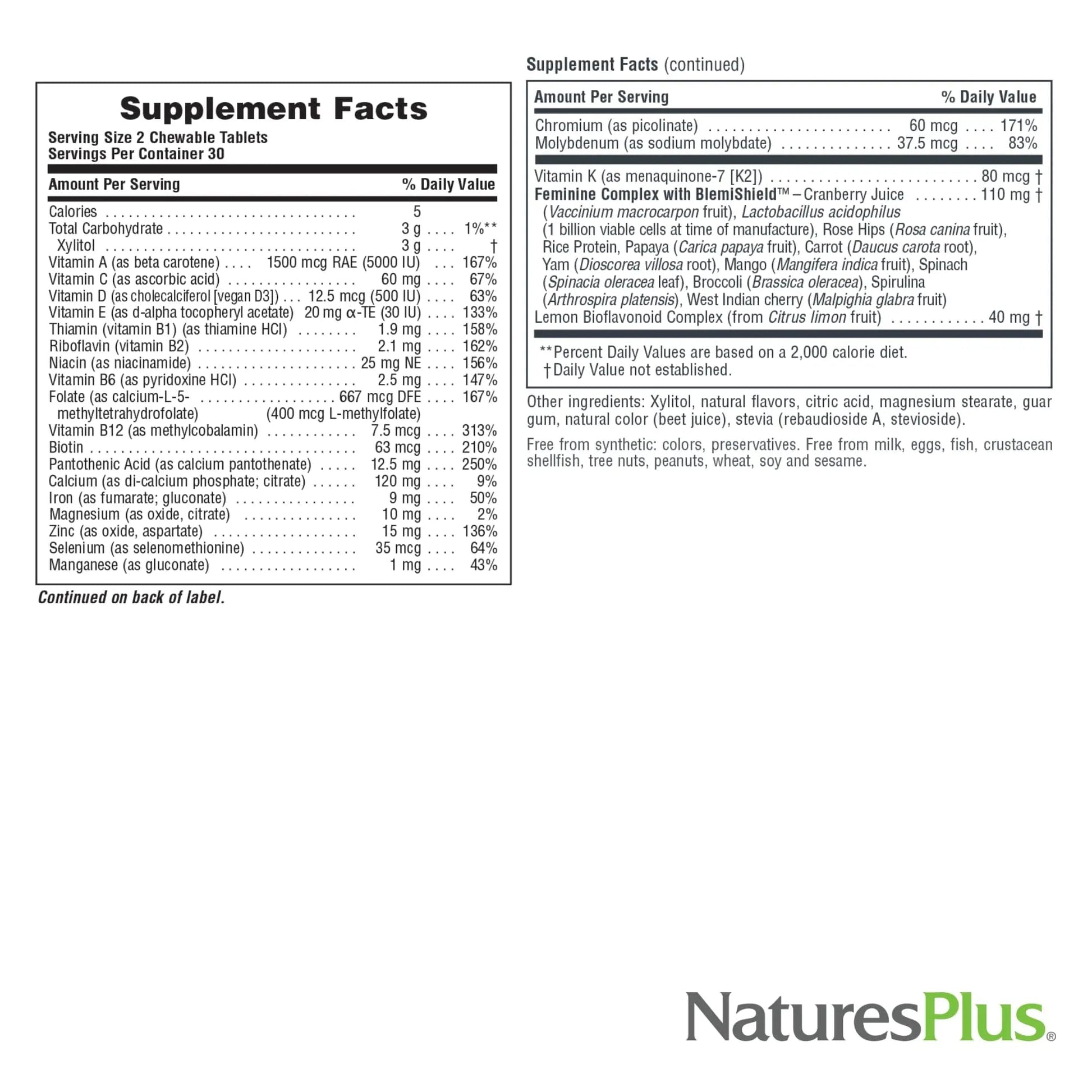 NaturesPlus Source of Life Power Teen for Her, Natural Berry - 60 Chewable Tablets - High Potency Multivitamin - Sugar Free, Vegan - 30 Servings NaturesPlus Au supplements