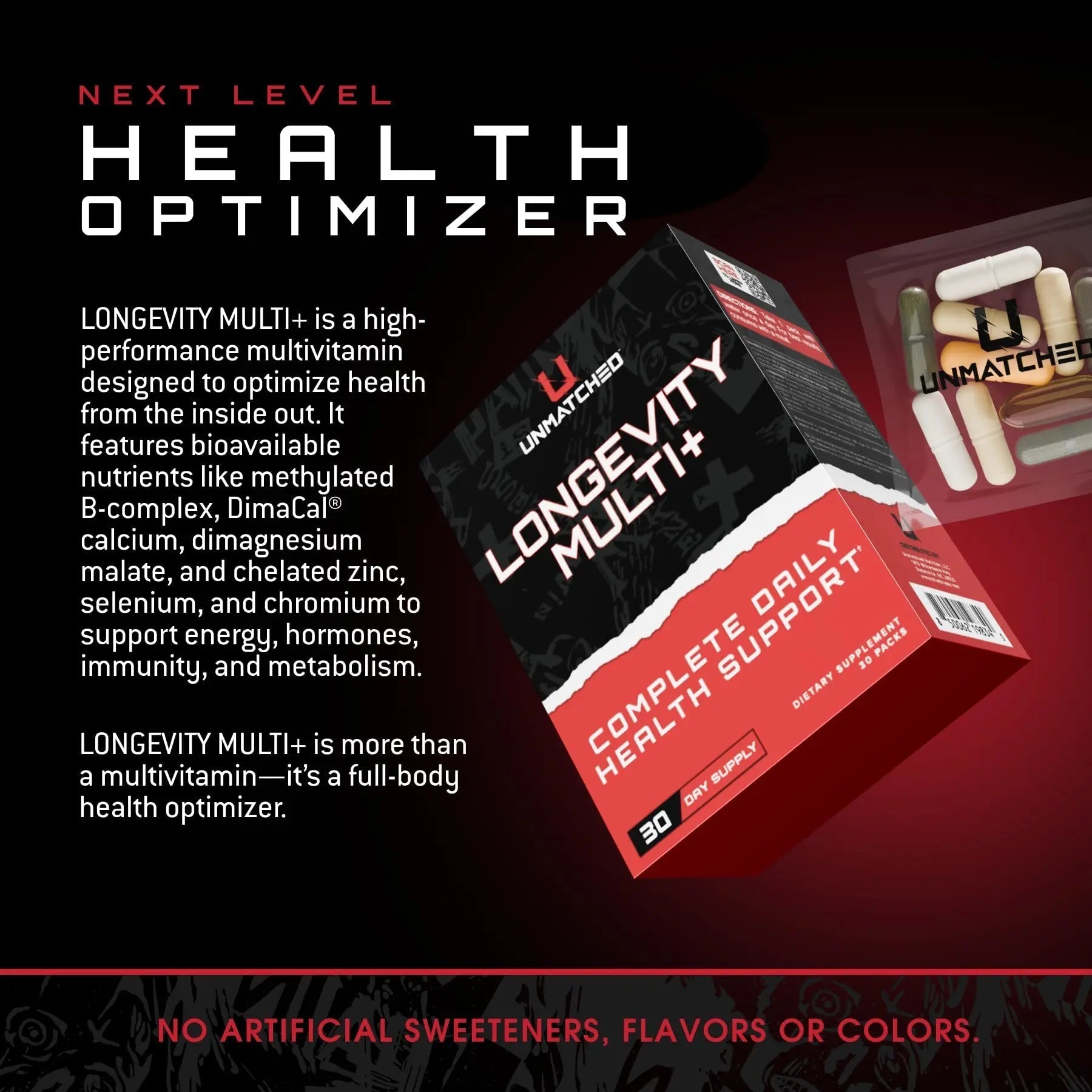 Unmatched Longevity Multi+ | Complete Daily Health Support | Methylated Vitamins & Minerals, Omega-3s, Nootropics, & Longevity Agents | Unmatched Au supplements
