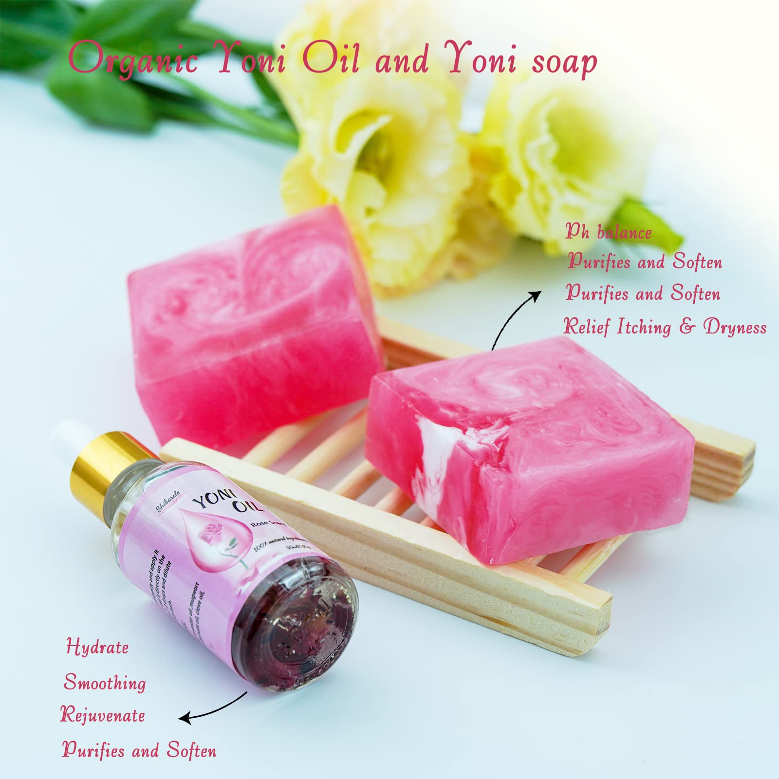 Yoni Soap Bars and Natural Yoni Oil Set, Yoni Oil Vaginal Wash for Women Feminine Wash Vaginial Shibarcle Au supplements