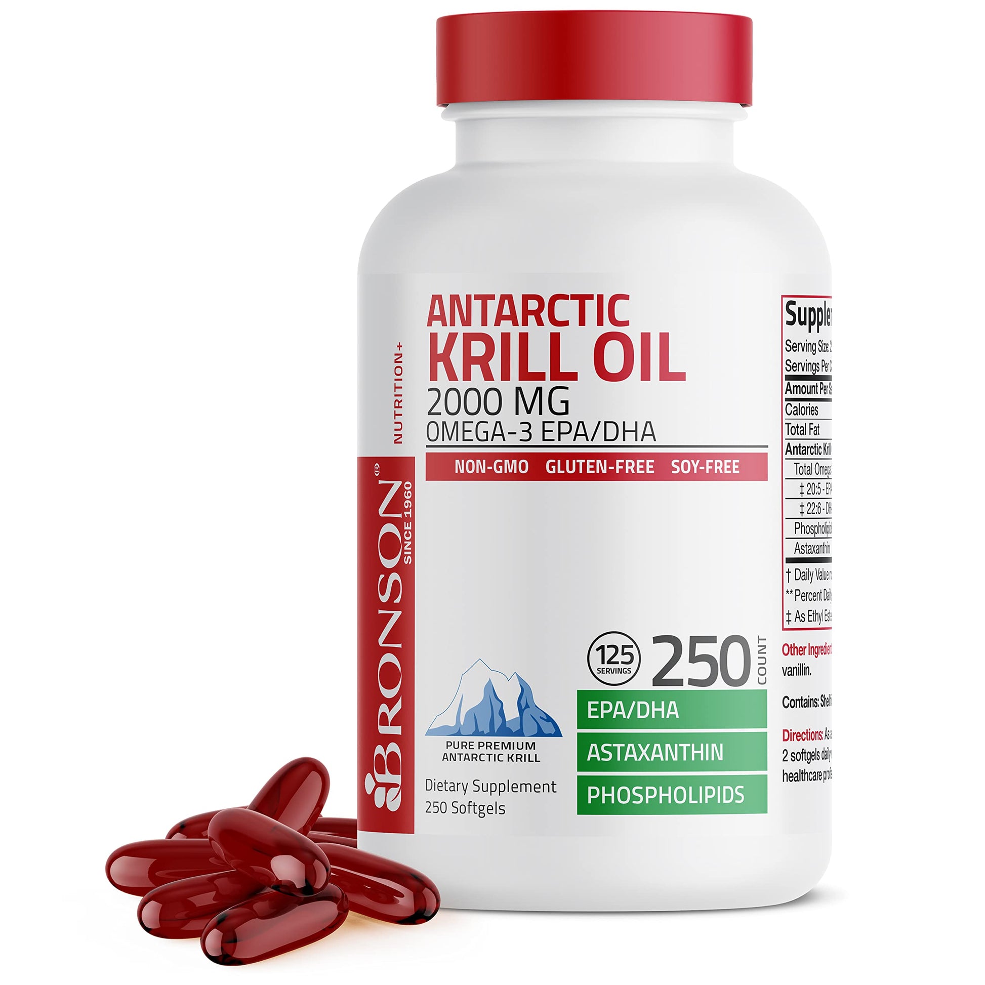 Bronson Antarctic Krill Oil 2000 mg with Omega-3s EPA, DHA, Astaxanthin and Phospholipi Bronson Au supplements