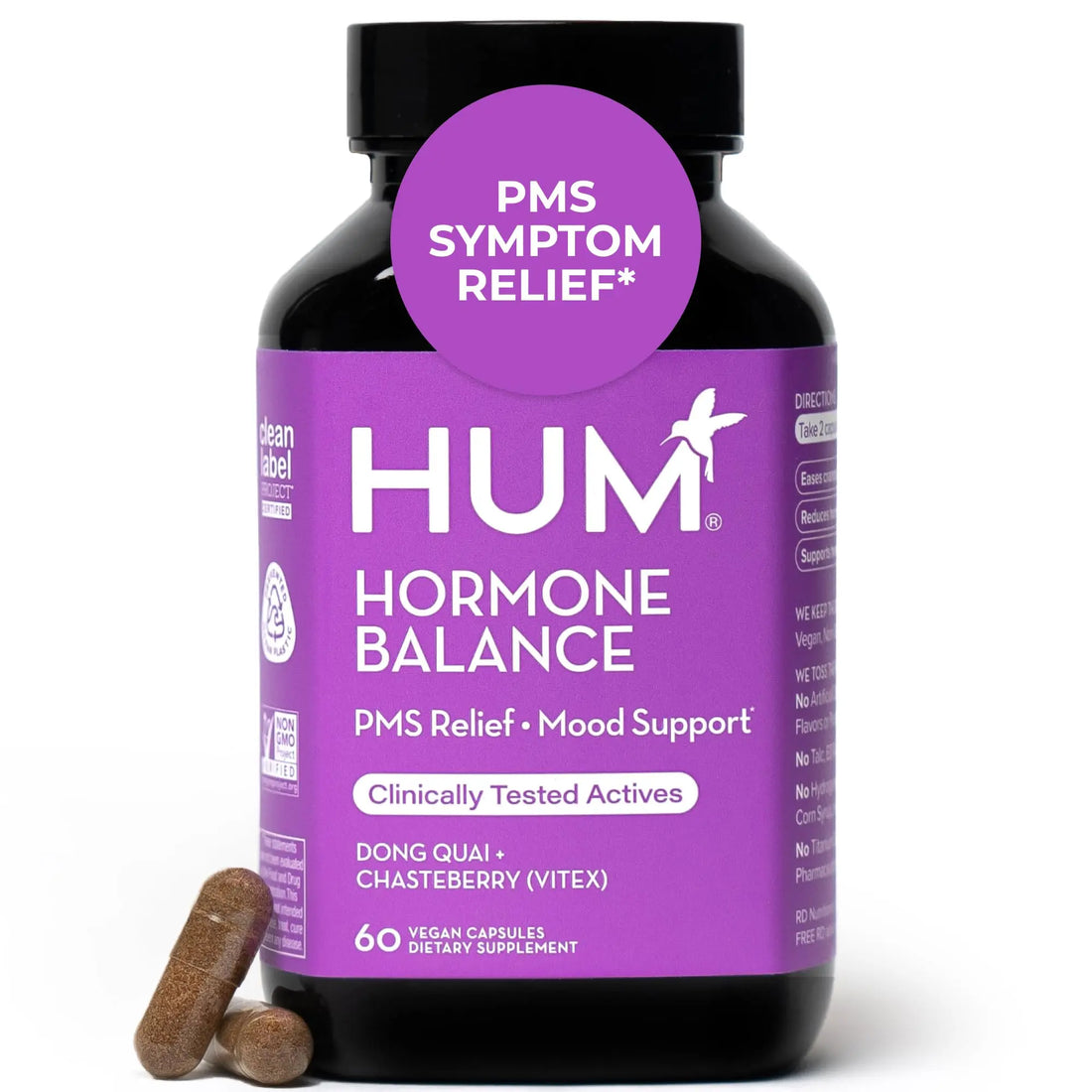 HUM Hormone Balance for Women, Supplement for Women's Health with Chasteberry & Dong Quai, Support for PMS Symptoms, Cramps, Irritability, Hormonal Balance, Monthly Support, 60 Capsules HUM uk supplements