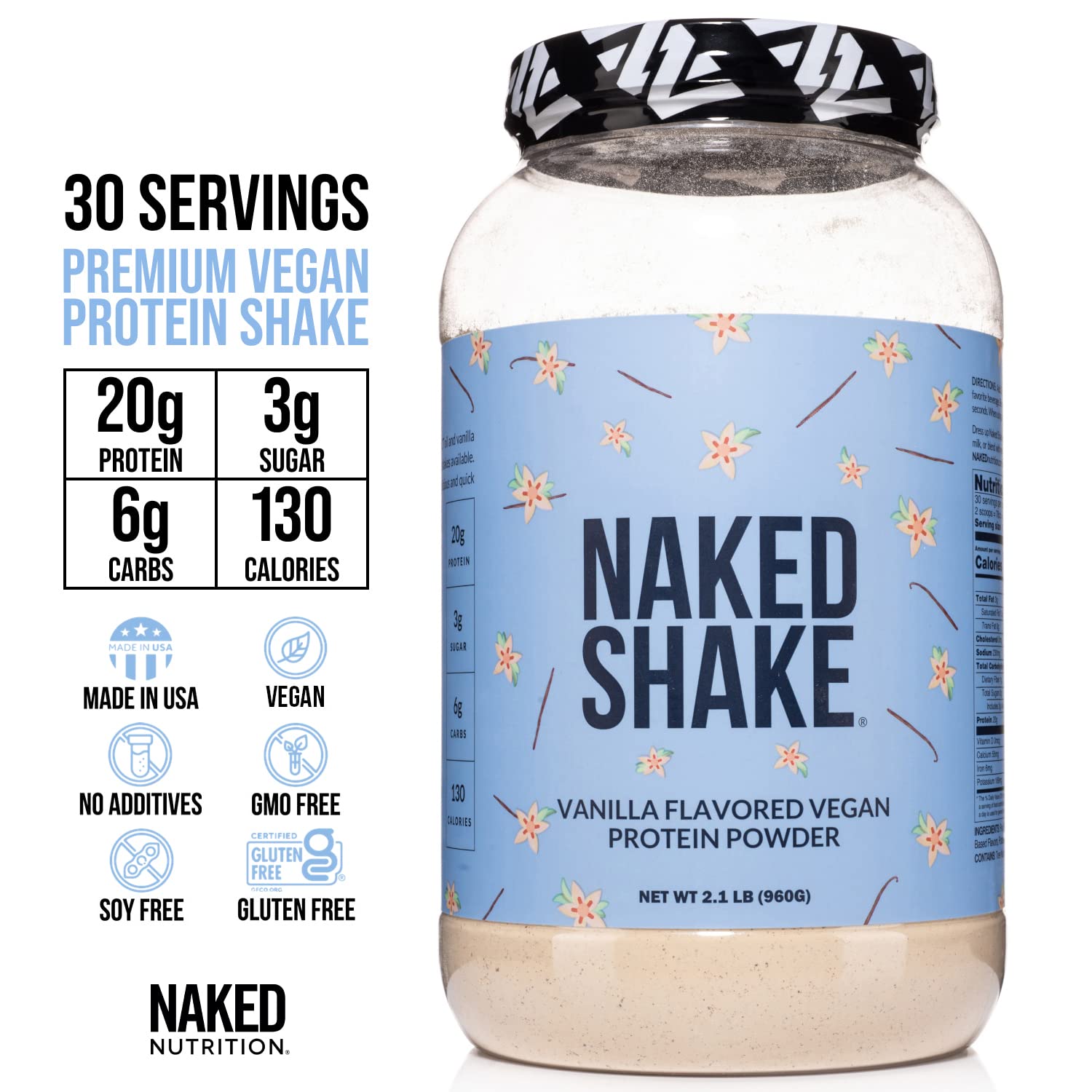 NAKED nutrition Naked Shake - Vanilla Protein Powder - Plant Based Protein Shake NAKED Au supplements