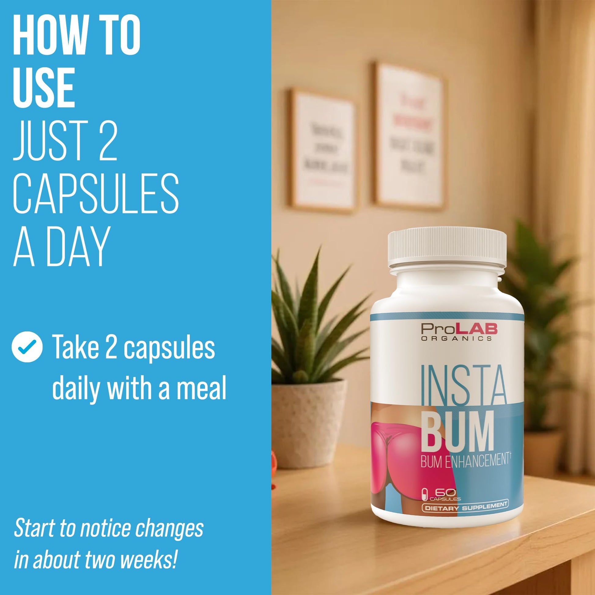 ProLab Organics InstaBum Bum Enhancement Pills – Lift, Shape, and Fill Glutes – Fast Growth for Bigger Butt and Hips – No Gummies. Visible Results in 1-2 Weeks ProLab Organics Au supplements
