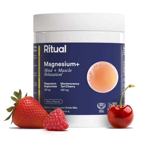 Ritual Magnesium+ Drink Mix Supplement | 2-in-1 Science-Backed Tart Cherry & Gentle on Stomach Magnesium Bisglycinate | Formulated for Mind & Muscle Relaxation | Supports Sleep & Calm | 30 Servings RitualAU supplements
