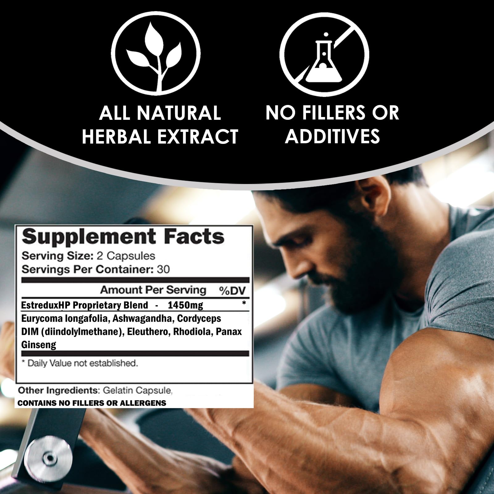 VH Nutrition ESTREDUX HP - with DIM | Estrogen Blocker for Men* | 1450mg of Maximum Strength Hormone Support, Tongkat Ali, Ashwagandha | 60 Capsules VH Nutrition Au supplements