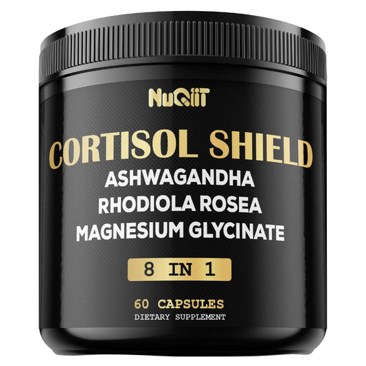 8in1 Cortisol Shield - Ashwagandha and Magnesium, Rhodiola Rosea, Lions Mane, Sea Moss, Turmeric, St Jonh's Wort - Mind& Mood Balance, Rest Well, Support Immume - 60 Capsules NUQIITAU supplements