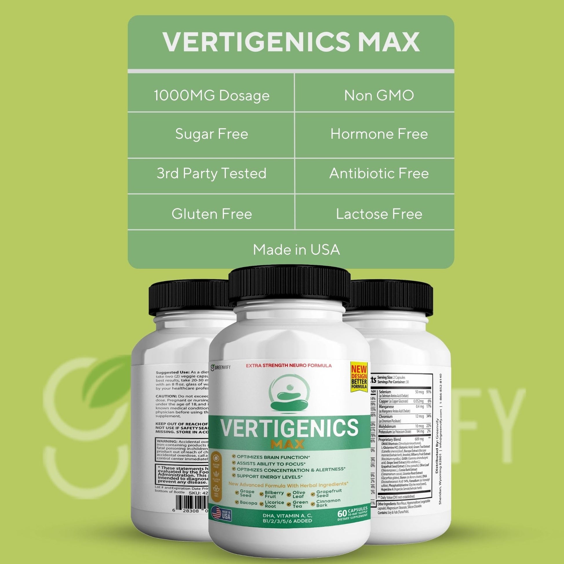 Vertigenics Max – Brain & Focus Support Supplement – Extra Strength Neuro Formula with Vitamins, Minerals & Herbal Blend – Supports Clarity, Alertness & Energy – 60 Capsules (1) Vertigenics Au supplements