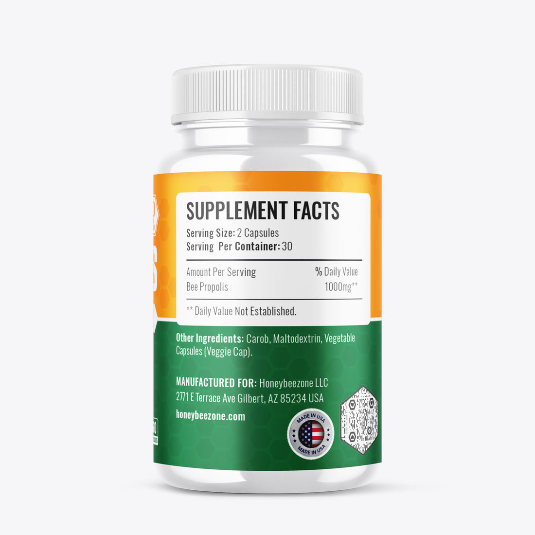 HONEYBEEZONE-Bee Propolis Capsules – 100% Natural Energy and Immune Support Supplement | Non-GMO, Gluten-Free, 60 Easy-to-Swallow Veggie Capsules HONEYBEEZONE uk supplements