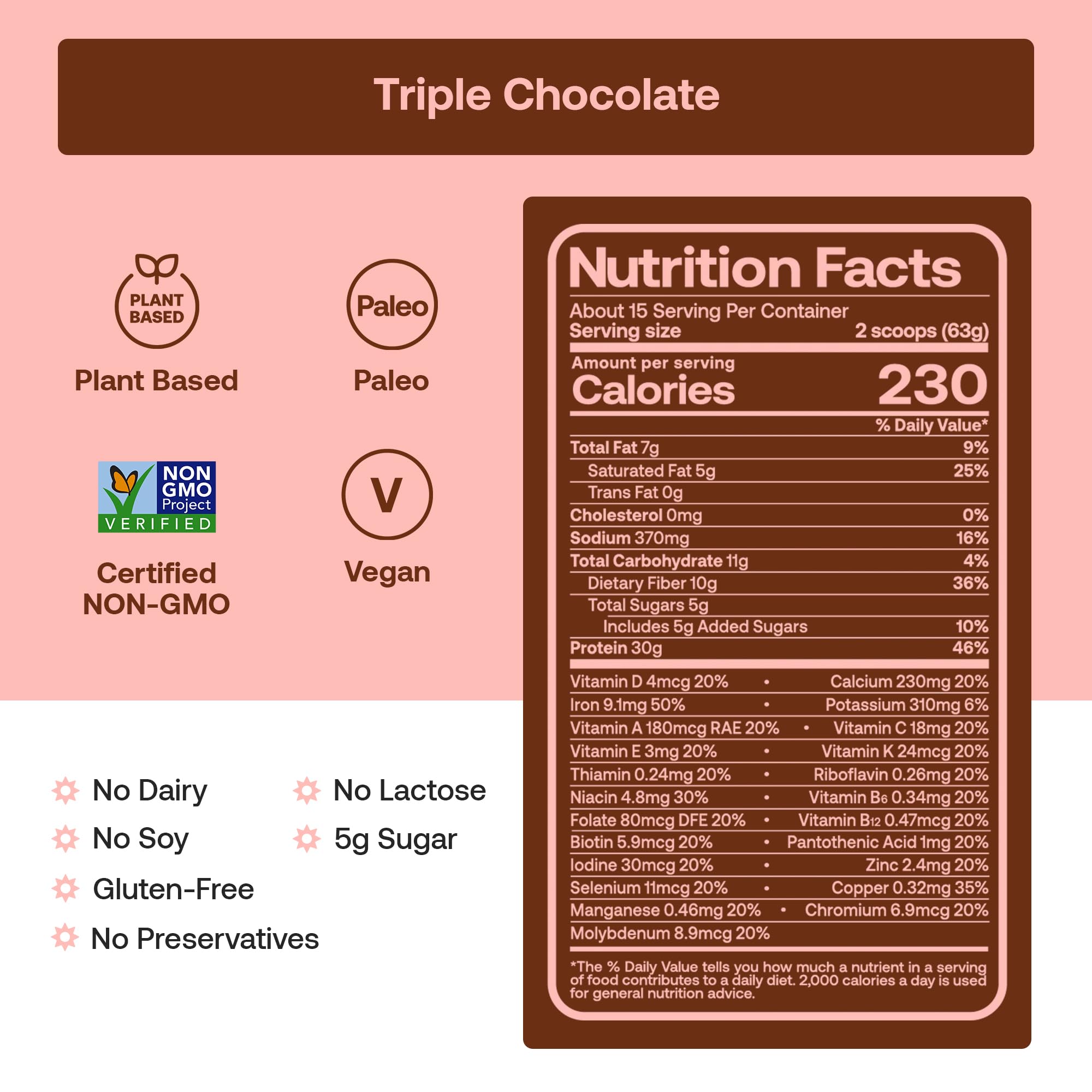 Happy Viking Plant-Based Protein Powder +100 Superfoods Chocolate Meal Replacement Shake, Created by Venus Williams, 30g Plant Protein, 10g Fiber, Vegan, Gluten-Free, Non-GMO,15 Meals