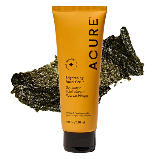 Acure Brightening Facial Scrub - Exfoliating Face Wash, Gentle Daily Scrubber & Exfoliator for Women & Men for Radiant Skin, Cleansing Wash with Sea Kelp & French Green Clay - 4 fl oz AcureUS supplements