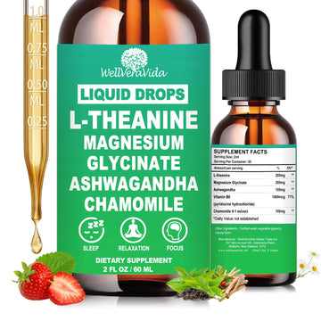 L theanine Liquid Drops, Theanine Supplement With Magnesium Glycinate & Ashwagandha for Sleep, Relaxation & Focus Support, High Absorption Liquid L Theanine 200mg for Adults & Kids丨Vegan, Non-GMO, 2oz WellVeraVida Au supplements