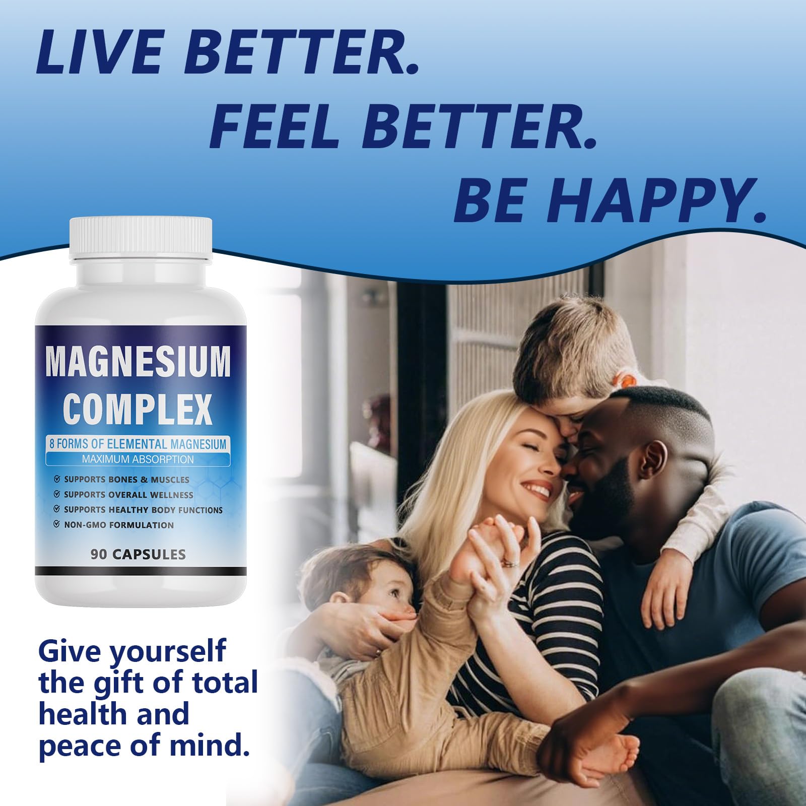 Magnesium Complex Supplement - 8 Elemental Magnesium 1000mg - Glycinate, Citrate, Malate, Taurate Chelated | Easy Absorption, Energy Support | Vegan Non-GMO, 90 Capsules (1pc) KFUKFU Au supplements