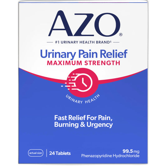 AZO Urinary Pain Relief Maximum Strength, Fast relief of UTI Pain, Burning & Urgency, Targets Source of Pain, #1 Most Trusted Brand, 24 Tablets AZOAU supplements
