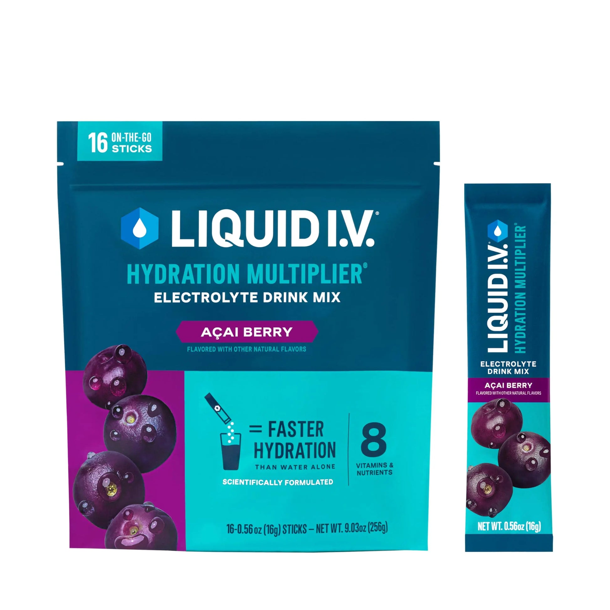 Liquid I.V.® Hydration Multiplier - Acai Berry | Electrolyte Powder Drink Mix | 1 Pack (16 Servings) Liquid I.V.US supplements