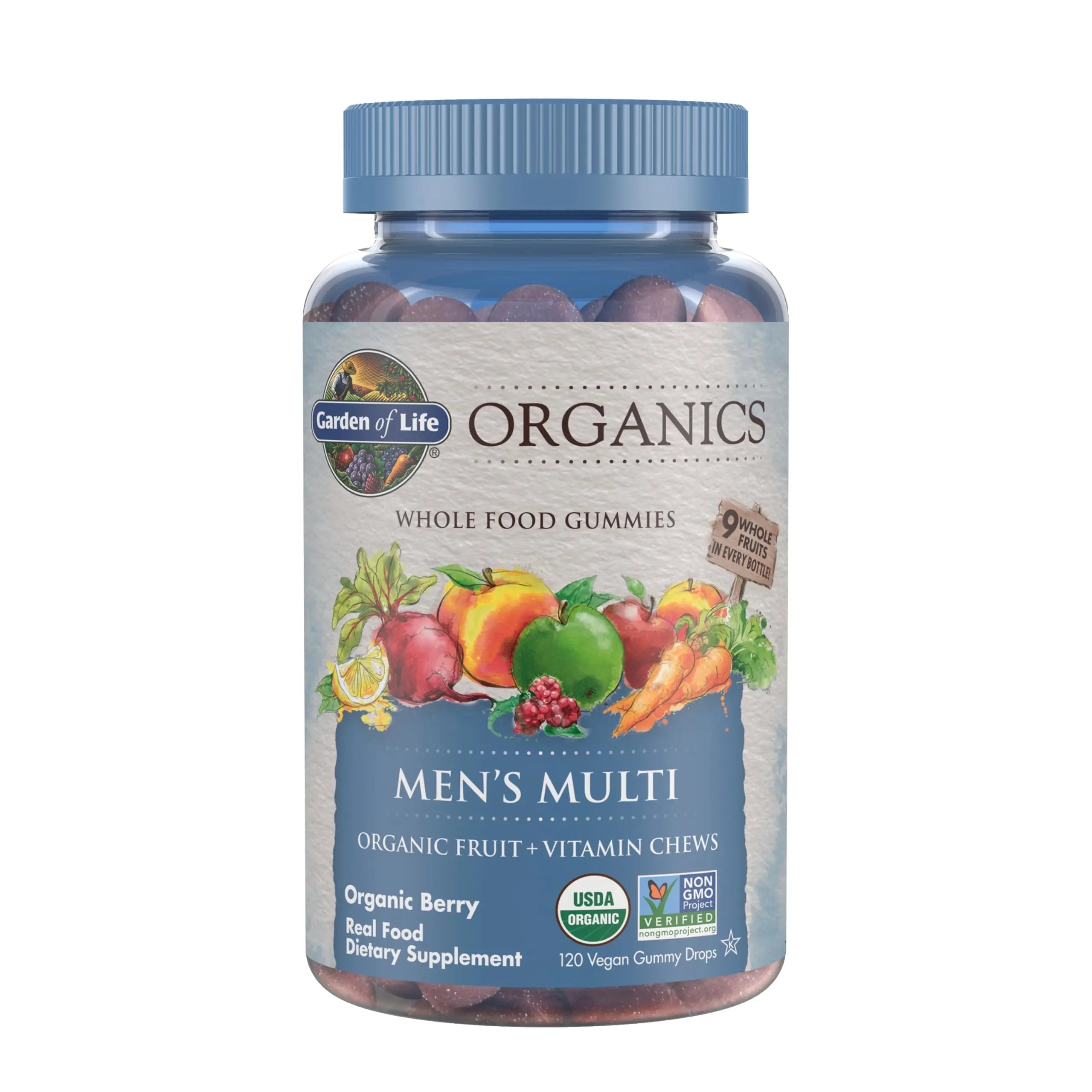 Garden of Life Organics Men's Gummy Vitamins - Berry - Certified Organic, Non-GMO, Vegan, Kosher Complete Multi - Methyl B12, C & D3 Garden of Life Au supplements