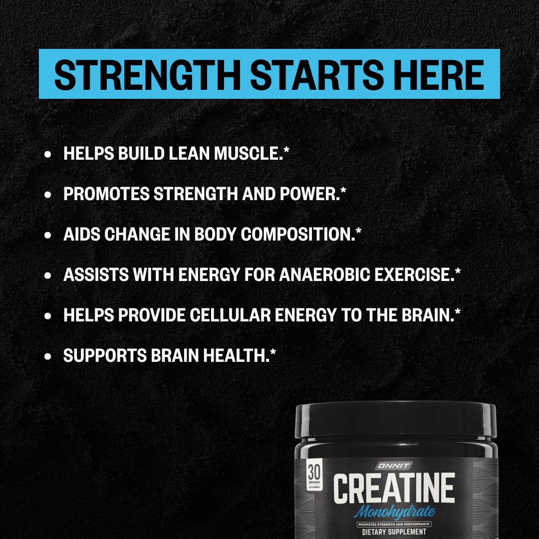 ONNIT Creatine Monohydrate Powder – IGEN™ Non-GMO Tested, 5g Premium Creatine for Muscle Strength, Power & Lean Mass, Supports Brain Health & Cellular Energy, Unflavored, 30 Servings, 5.29 oz 3-Pack ONNIT Au supplements