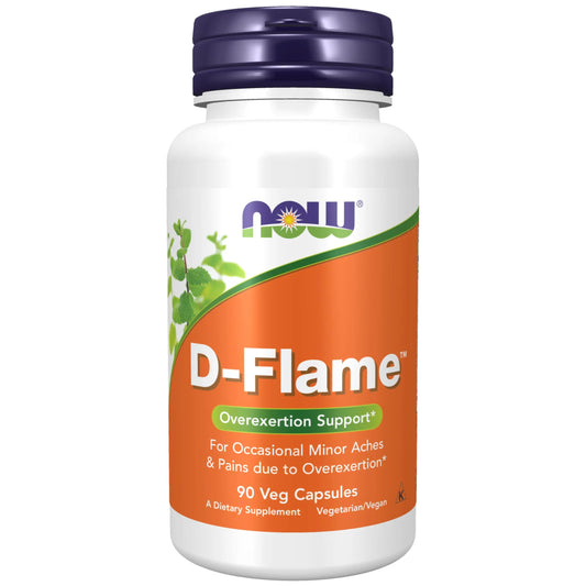 NOW Foods Supplements, D-Flame™ with a Blend of Complementary Herbs, Overexertion Support*, 90 Veg Capsules NOW FoodsAU supplements