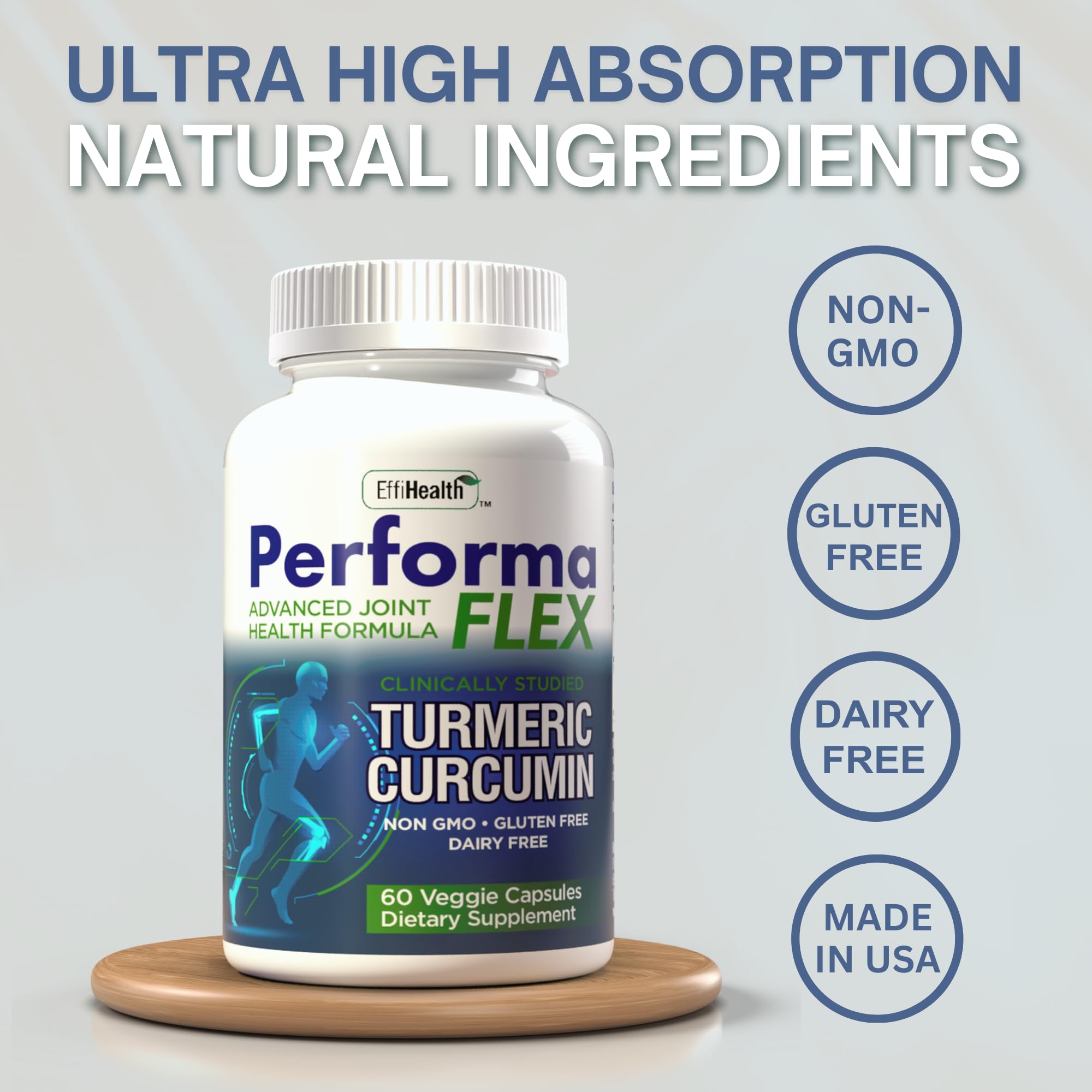 Performa Flex - Joint Support Supplement with Meriva, Turmeric Curcumin, Tart Cherry & Ginger – Ultra High Absorption – Support for Joint Mobility, Joint & Cartilage Health – 60 Capsules Performa Flex Au supplements