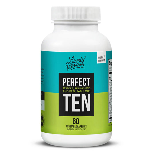 LIVELY VITAMIN CO. Perfect Ten - Anti-Aging & Antioxidant Supplement - Biotin & Lipoic Acid - Healthy Hair, Skin, Nails - Energy Boost - Sharper Brain Function - Stronger Immunity - 60 Capsules LIVELY VITAMIN COAu supplements