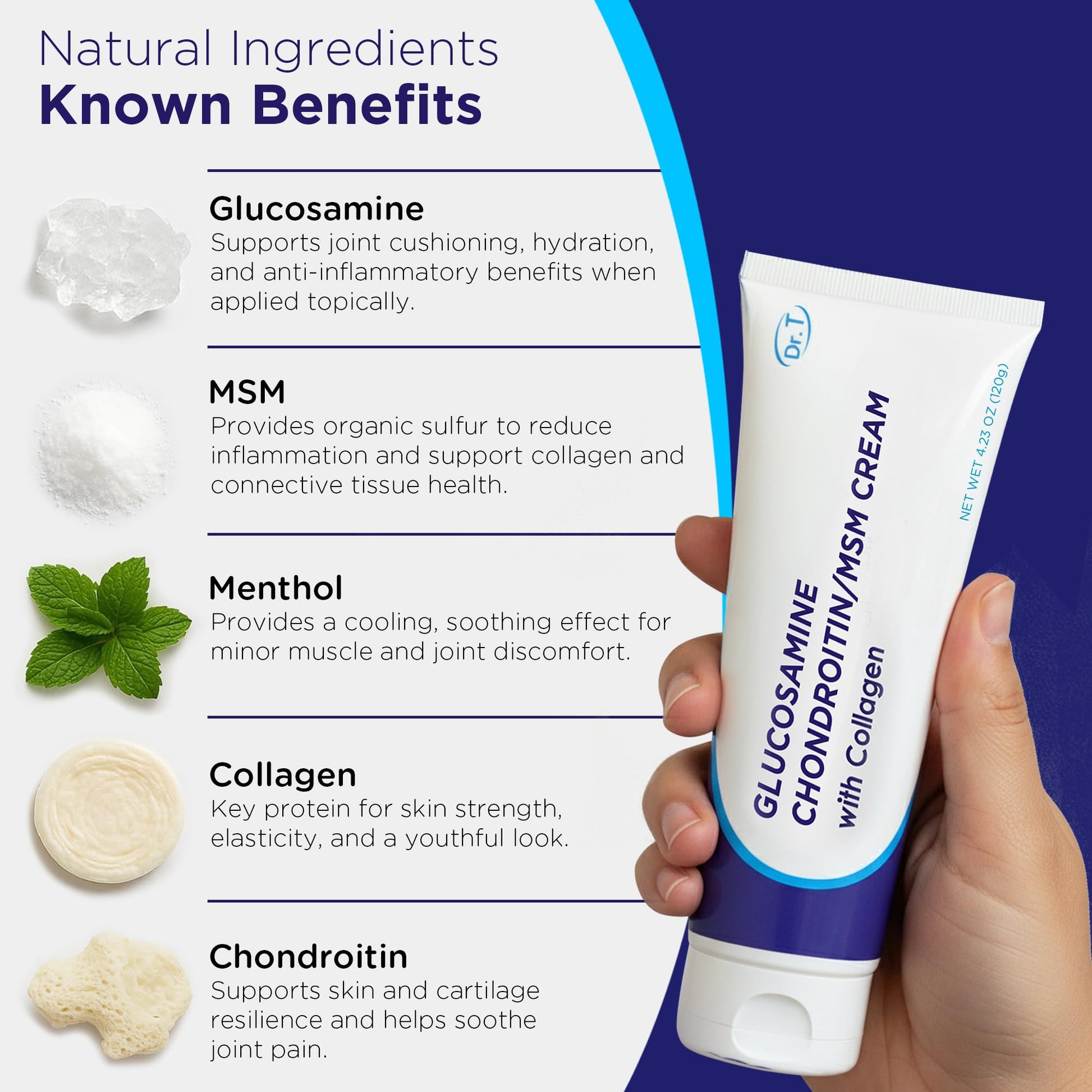Dr. T Glucosamine Chondroitin Cream - Premium Formula with MSM and Collagen for Joint and Muscle Discomfort - Maintains Joint Strength, Flexibility & Muscle Mobility - 4.23 oz / 120g (2 Pack) Dr. T Au supplements