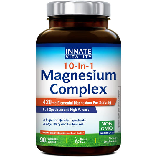 Innate Vitality 10-in-1 Magnesium Complex 960mg, 420mg Elemental Mag per Serving, with Magnesium Glycinate, Citrate, Malate, and More, Sleep, Digestion, Energy Support, 90 Vegan Caps Innate VitalityAu supplements