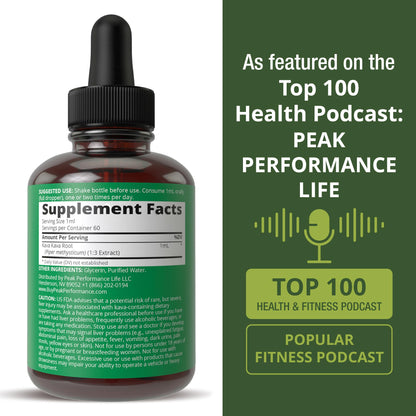 Peak Performance Kava Kava Root Extract Calming Liquid Drops More Concentrated - 1:3 Extraction Ratio. Vegan Supplement Aid for Relaxation, Natural Sleep. Sugar Free Gluten Free USA Tested Tincture Peak PerformanceAu supplements
