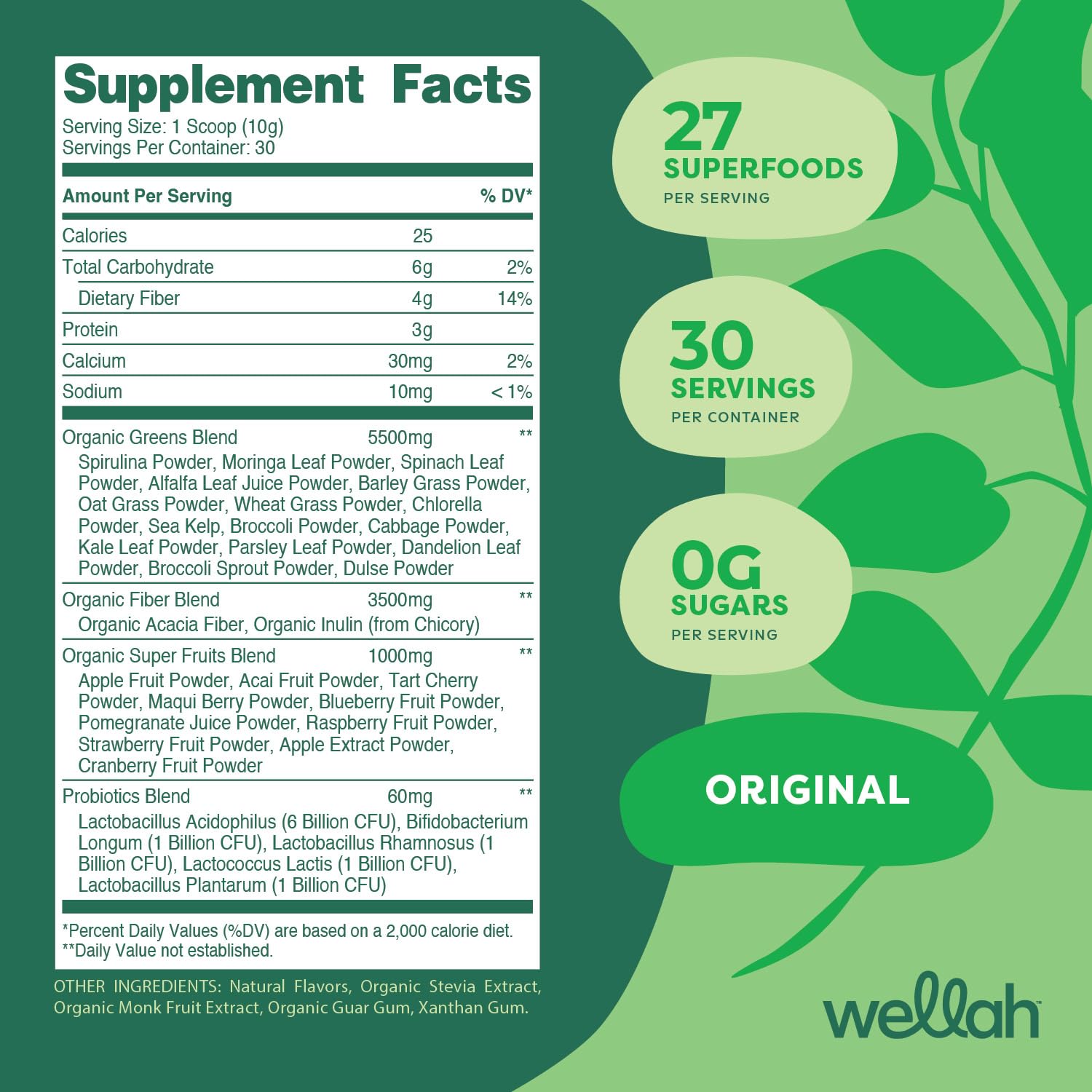 Wellah Leaf, Laugh, Love Super Greens Powder (Unflavored) 30 Servings - Superfood Supplement Drink Mix Wellah Au supplements