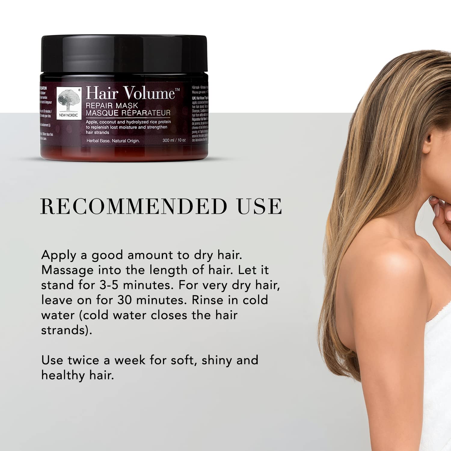 NEW NORDIC Hair Volume Repair Mask for Dry Damaged Hair & Natural Growth, Rebuild Moisture Balance, Volumize & Strengthen, 10 oz NEW NORDIC Au supplements