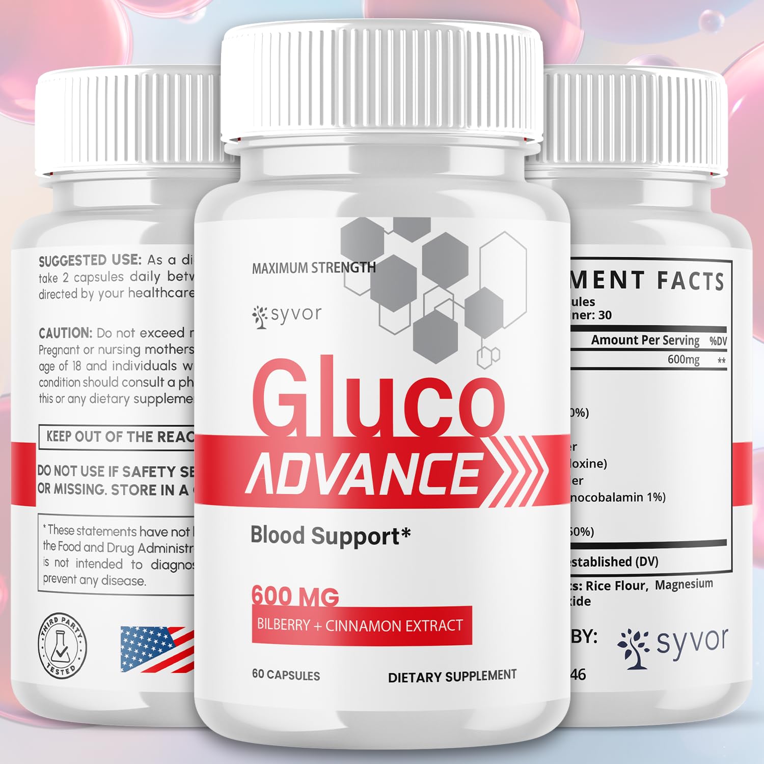 Gluco Advance Capsules, Official Gluco Advance Supplement Pills with All Natural Ingredients, Advanced Formula Supplement with Maximum Strength Premium Vitamins for Women & Men (60 Capsules) Syvor Au supplements