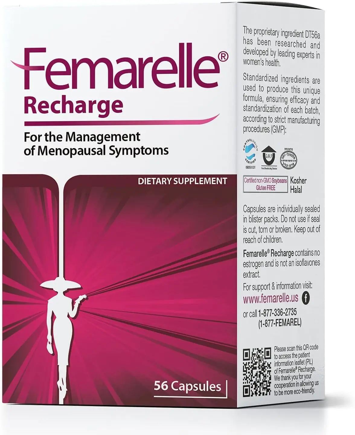 Femarelle® Recharge – Menopause Supplement for Women - Clinically Proven Menopause Relief - Hot Flashes, Night Sweats, Sleep & Libido Support Within 1st Month, Gluten-Free, GMO-Free & Hormone Free FemarelleAU supplements