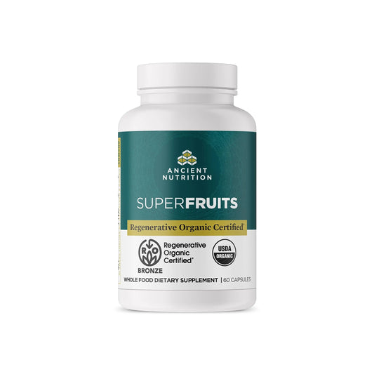 Ancient Nutrition Regenerative Organic Certified SuperFruits Capsules, Supports Gut and Immune System Health, Made with Probiotics, Dragonfruit, Mulberry, and Goji, 60 Count Ancient NutritionAU supplements