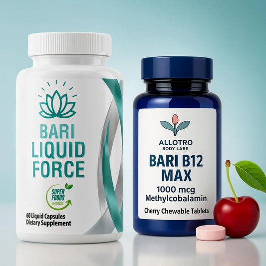 Bariatric Multivitamin and B12 Max Combo Pack | Liquid Filled Multivitamin with Antioxidants, Iron & Sublingual Methylcobalamin B12 for Post Bariatric Surgery, Gastric Sleeve, Bypass, SADI & Lap Band Allotro LabsAu supplements