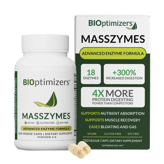 BiOptimizers MassZymes - Complete Digestive Enzymes Supplement for Gut Health - Bloating Relief for Men and Women - Lipase Amylase Bromelain BIOptimizersUS supplements