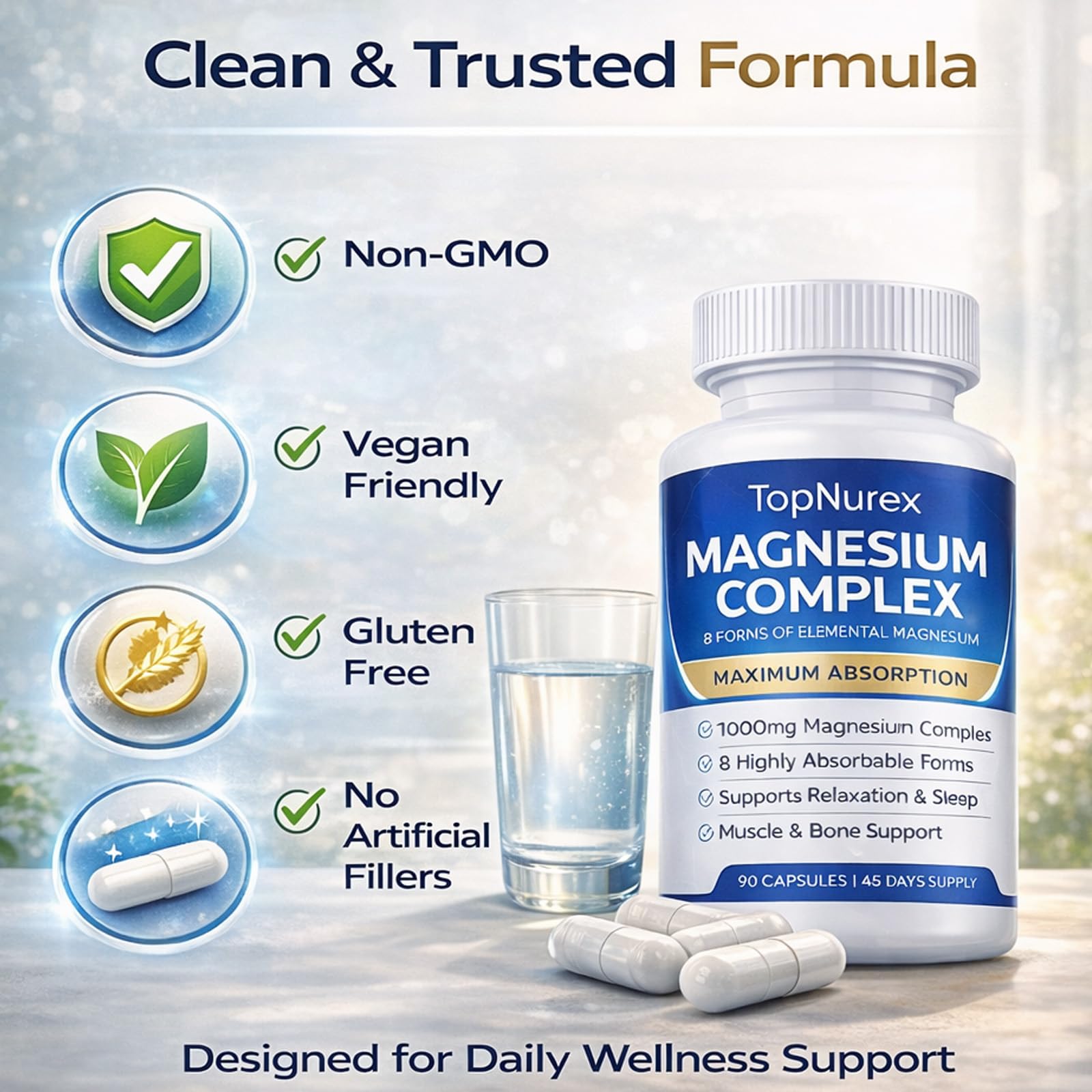 Top Nurex Magnesium Complex Supplement for Women & Men | 1000mg Maximum Absorption | 8 Magnesium Forms Including Glycinate, Citrate, Malate | Supports Relaxation, Sleep, Bone Strength | 90 Capsules Art anime Au supplements