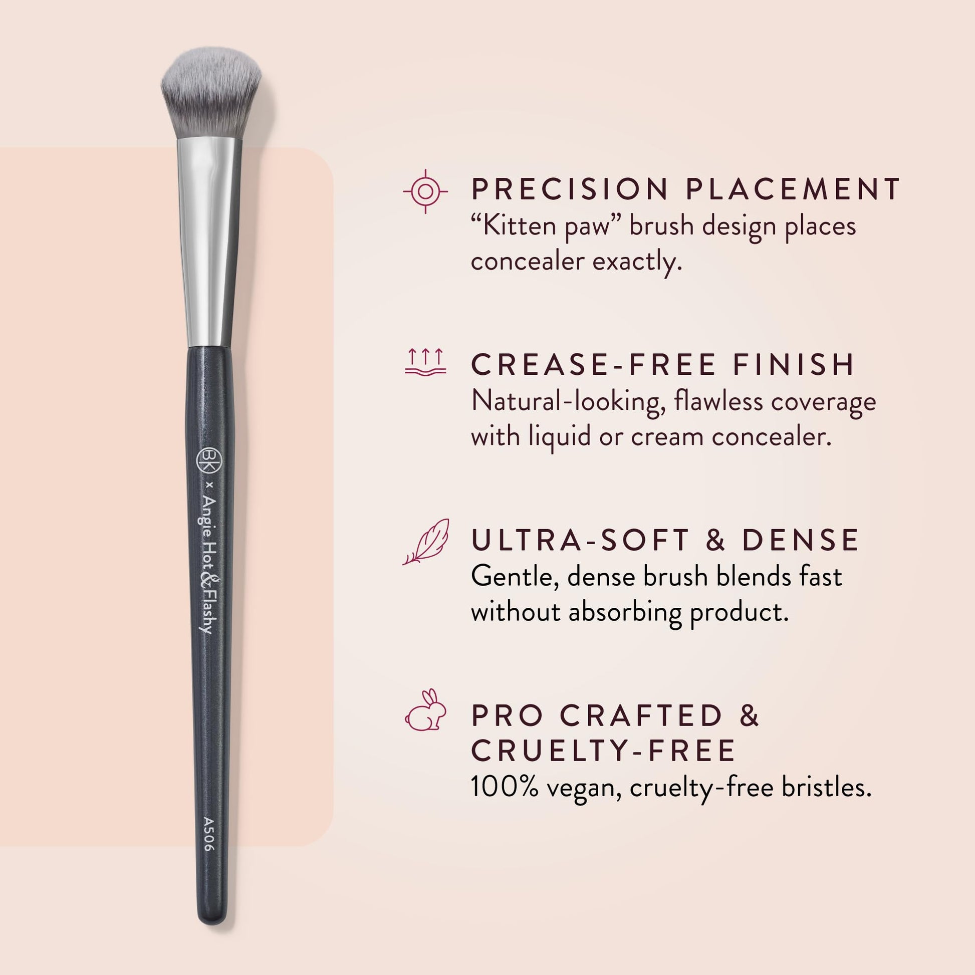 BK BEAUTY BRUSHES - ANGIE HOT & FLASHY A506 CONCEALER - Viral "Kitten Paw" Face Brush - Under-Eye Concealing and Contouring - Makeup Brushes BK BEAUTY Au supplements