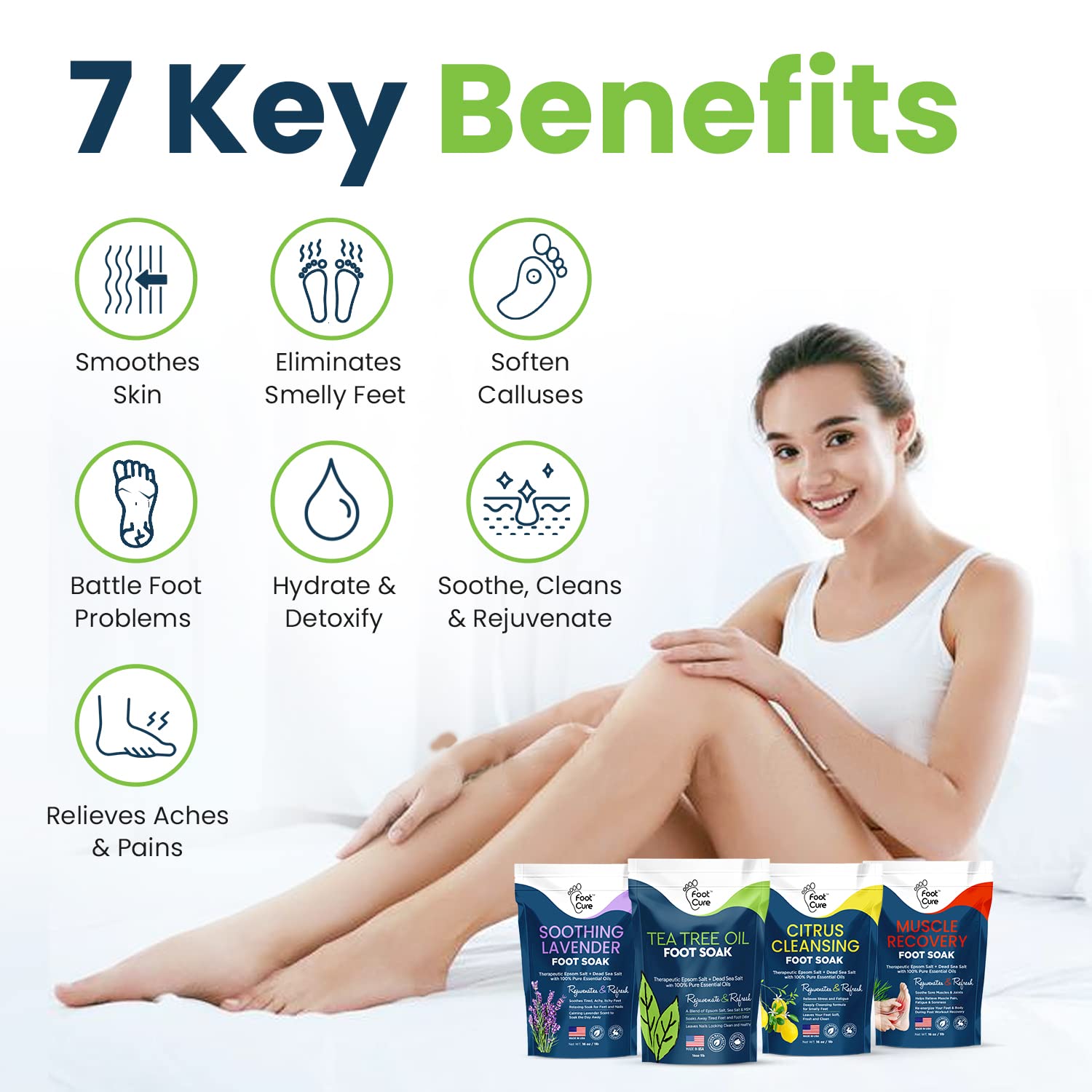Foot Soak with Epsom Salts- Variety Pack of 4- Tea Tree Oil, Muscle Relief, Calming FOOT CURE Au supplements