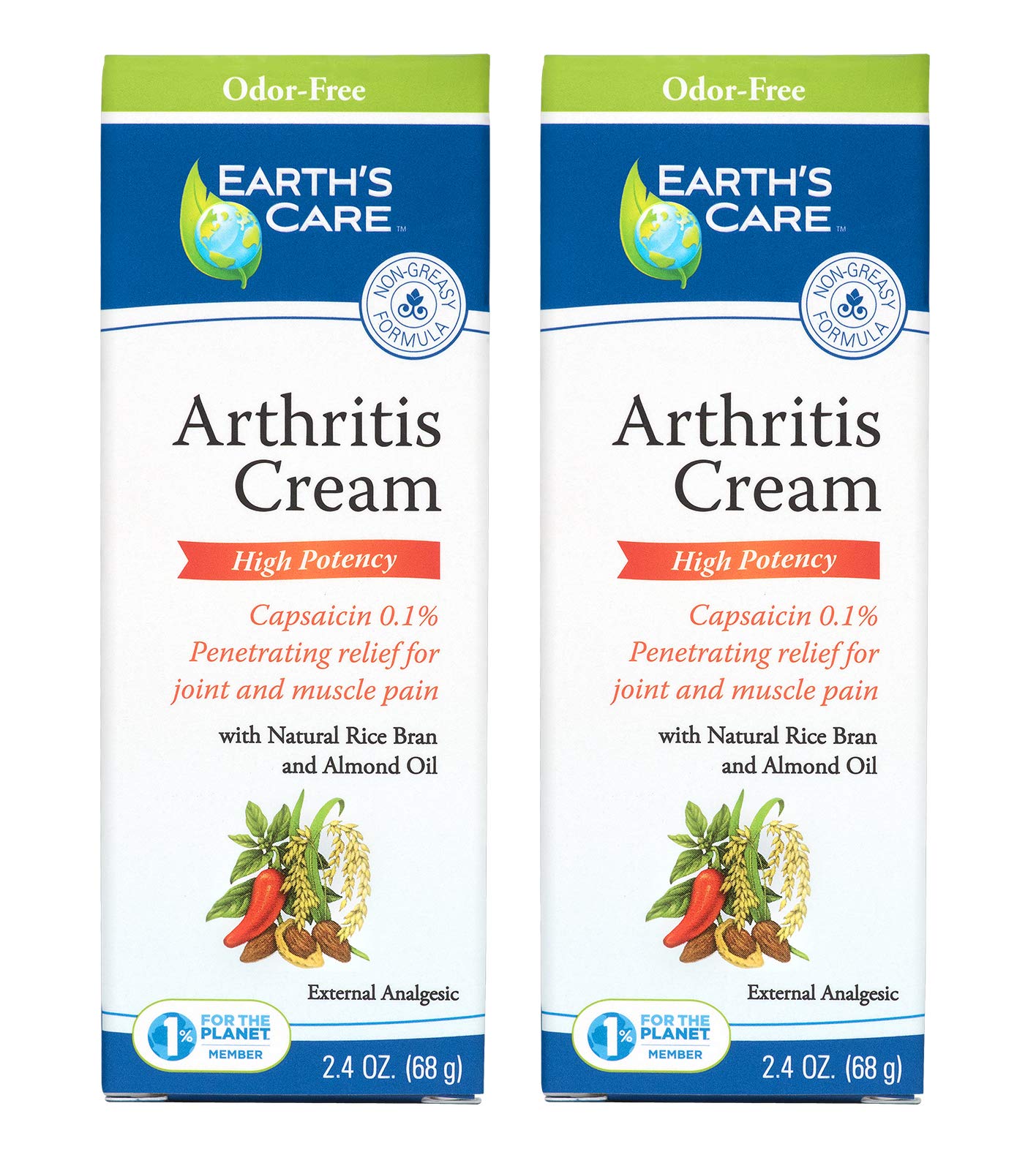Earth's Care Arthritis Cream - Joint Cream with Natural Capsaicin - Topical Analgesic 2.4 OZ (Pack of 2) Earth's Care Au supplements