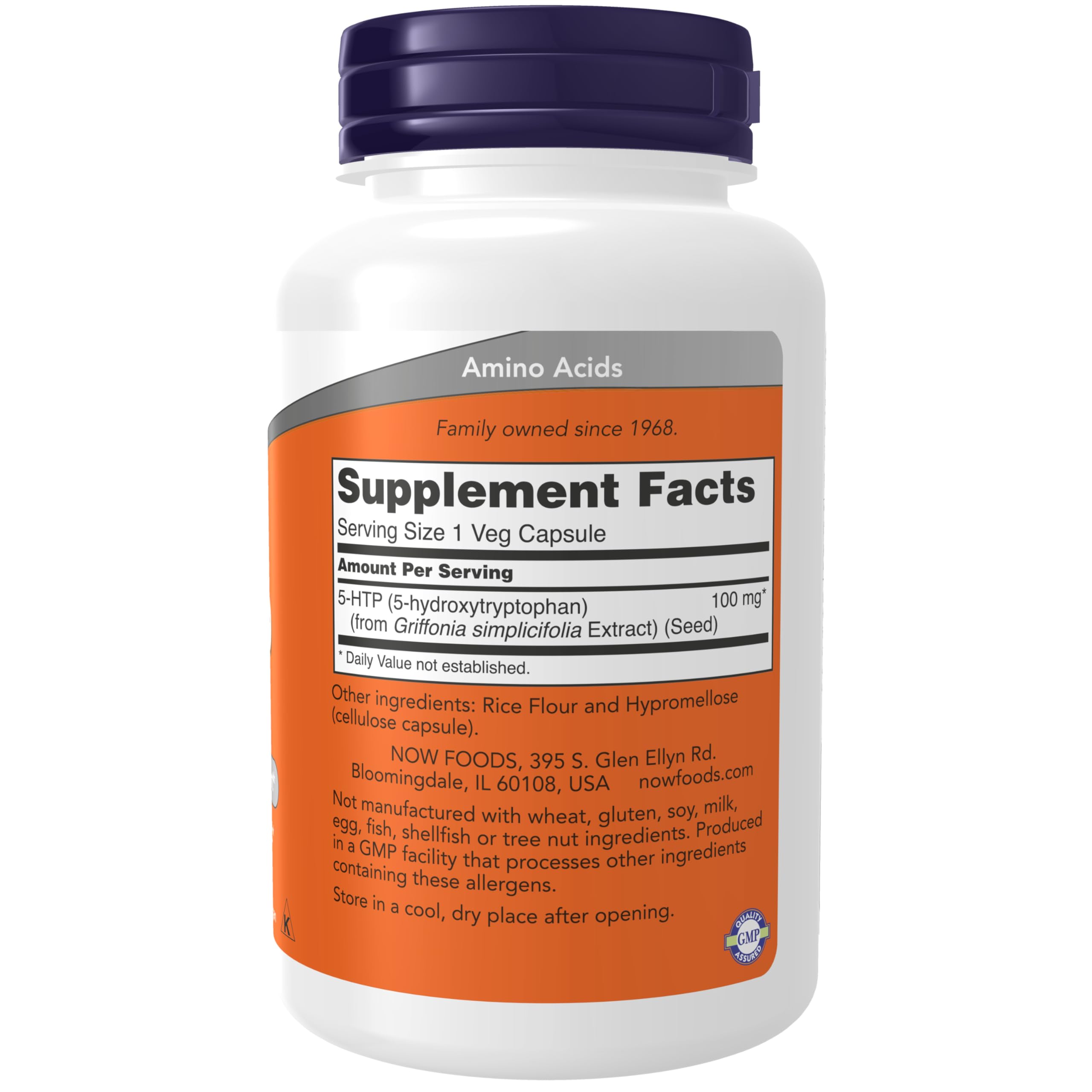 NOW Supplements, 5-HTP (5-hydroxytryptophan) 100 mg, Neurotransmitter Support*, 120 Veg Capsules