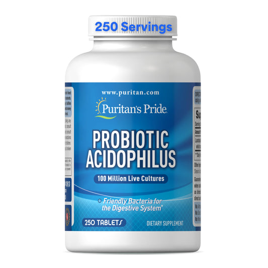 Puritan's Pride Daily Probiotic Acidophilus, 100 Million Live Cultures, Dietary Supplement for Digestive, Gut, and Immune Health, Soy, Sodium, Puritan's PrideUS supplements