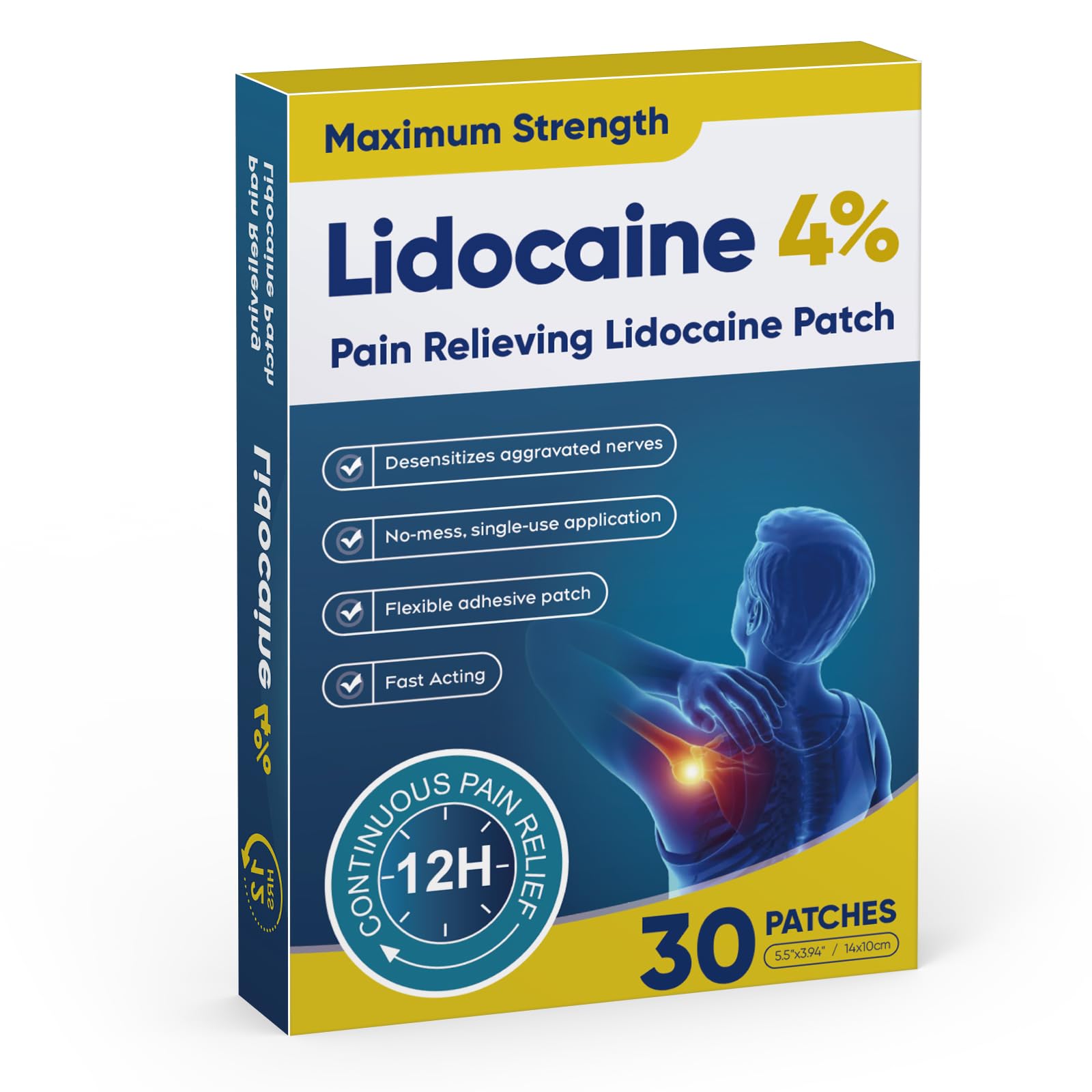 Teemofe 4% Lidocaine Pain Relief Patches – Maximum OTC Strength, Fast-Acting Targeted Relief, for Muscle & Joint Discomfort, 30 Count-10 Teemofe Au supplements
