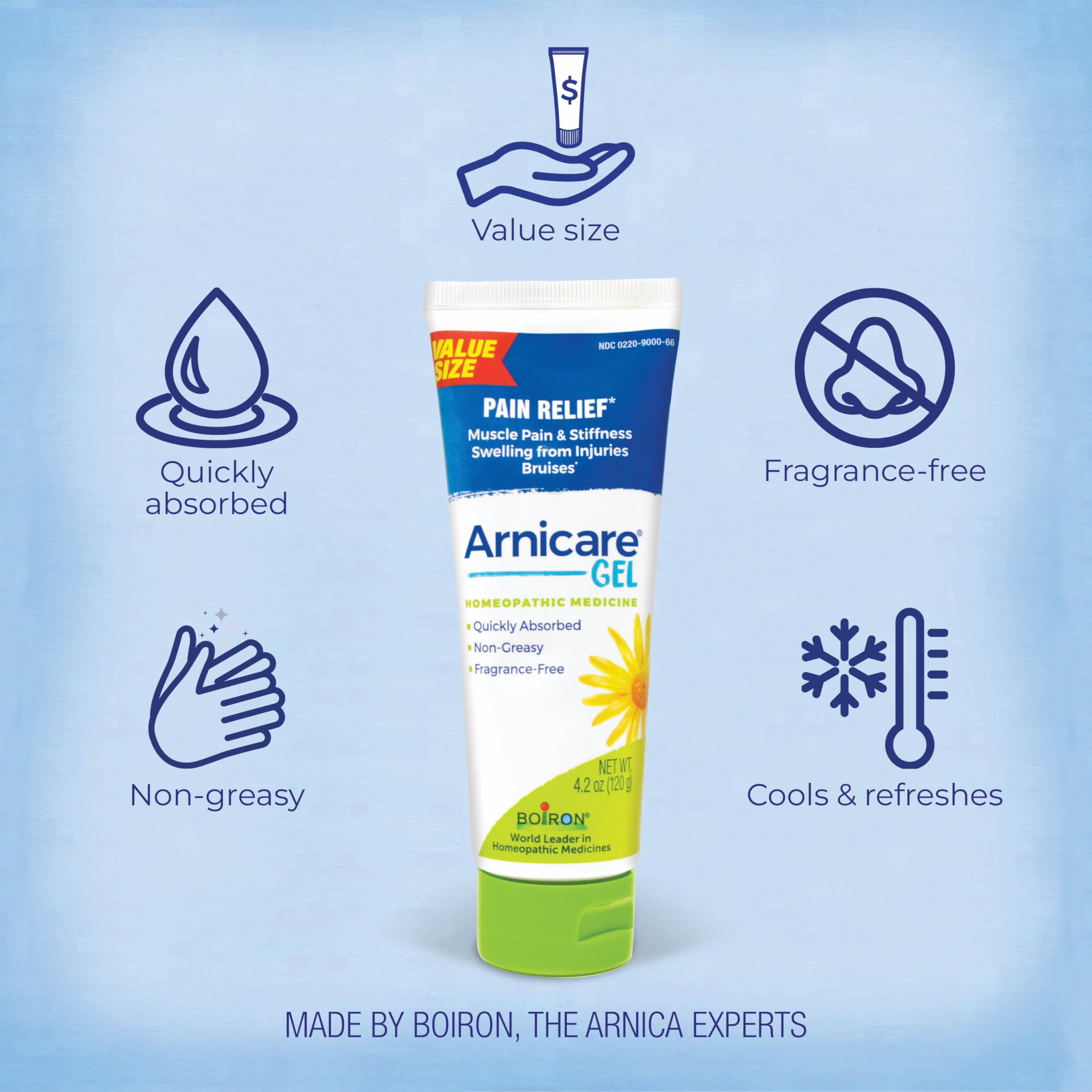 Boiron Arnicare Gel for Relief of Joint Pain, Muscle Pain, Muscle Soreness, and Swelling from Bruises or Injury - Non-greasy and Fragrance-Free - 4.2 oz Boiron Au supplements