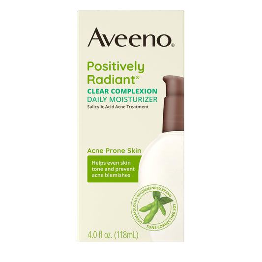 Aveeno Positively Radiant Clear Complexion Face Moisturizer, Acne Facial Moisturizer with Soy and Salicylic Acid for Oily Skin, Hypoallergenic Formula AveenoUS supplements