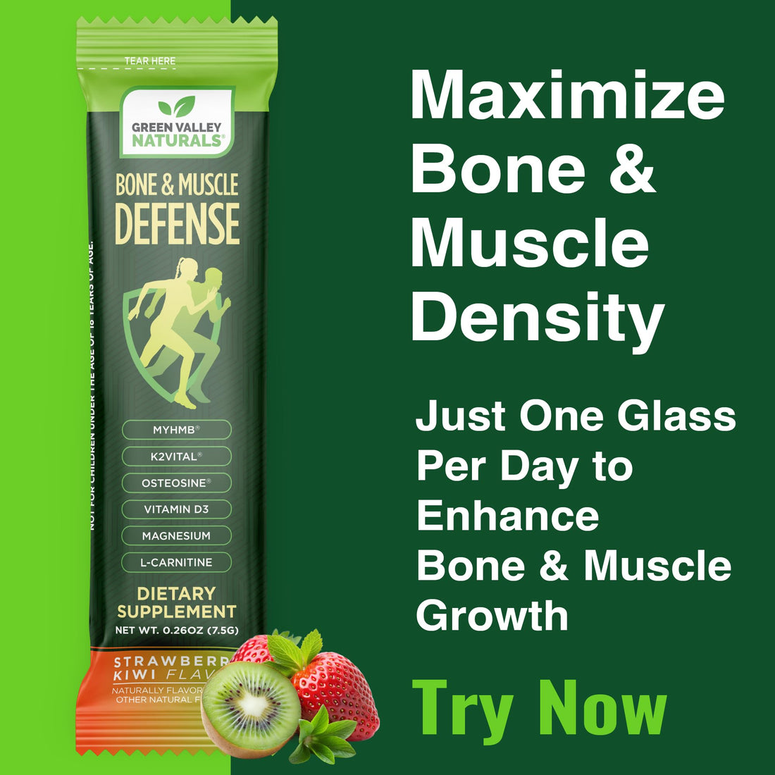 Bone & Muscle Defense Stick Pack | HMB + Leucine Amino Blend for Muscle Support | Protein Growth & Strength Formula for Women & Men | Fertility & Energy Support | Convenient On-the-Go Supplement GREEN VALLEY NATURALS Au supplements
