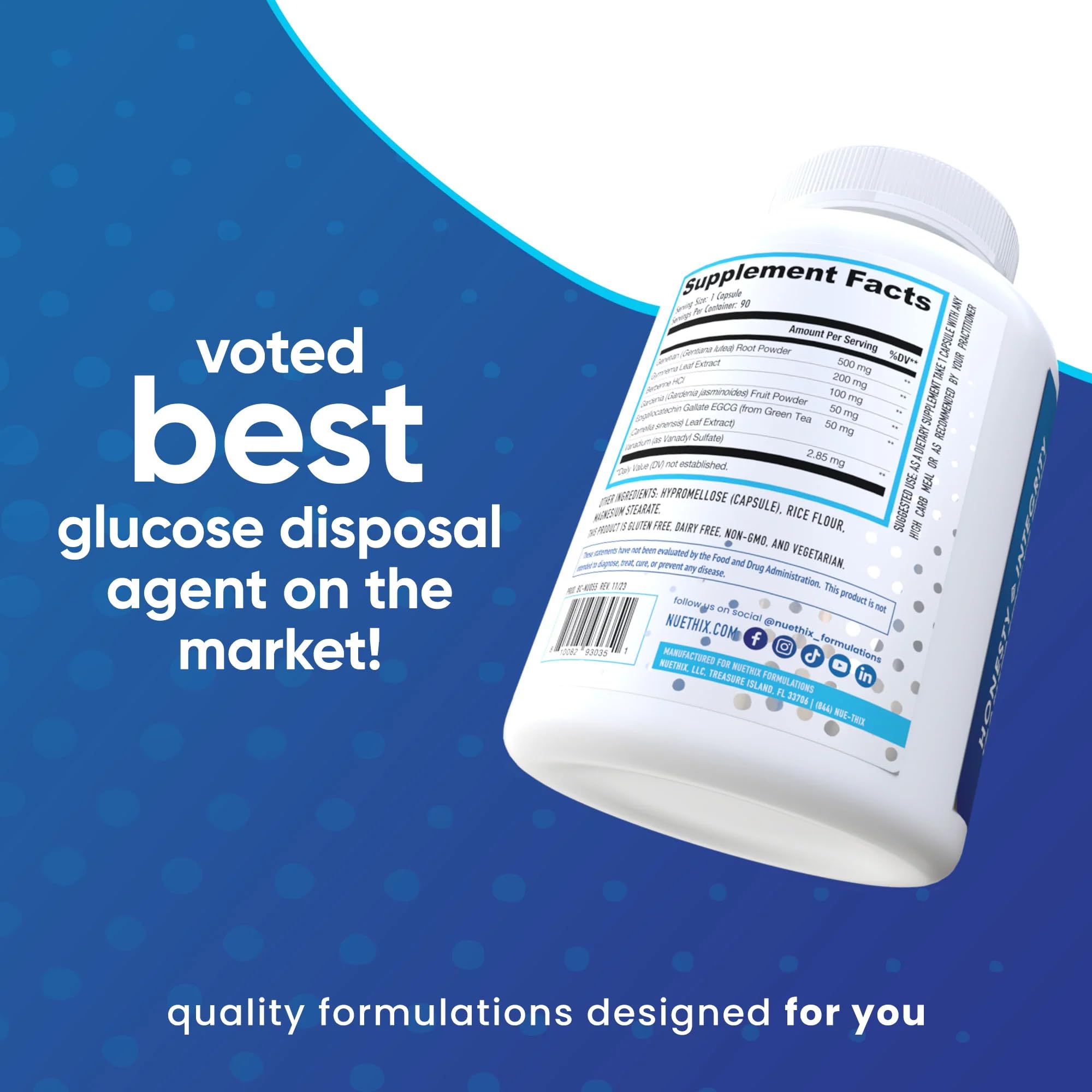 NuEthix Formulations GDA-MAX PRO, Double Berbine HCL Supplement, Supports Glucose Metabolism, Weight Management, Immune Support, Heart Health - Non GMO, Gluten Free, Dairy Free, 90 Count NuEthix Formulations Au supplements