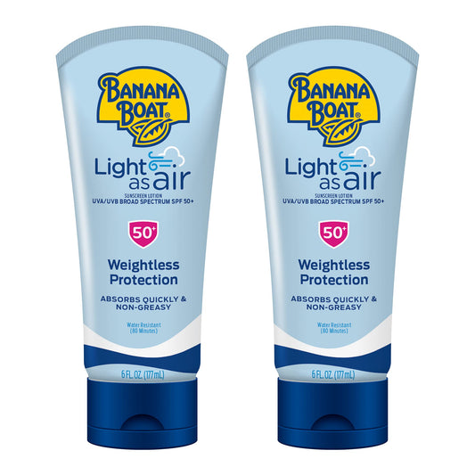 Banana Boat Light As Air Sunscreen Lotion SPF 50 Twin Pack | Lightweight & Non-Greasy Lotion Sunscreen SPF 50 Banana BoatUS supplements